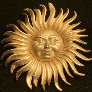 Monet Matte Gold Tone Sun Face Brooch Pin